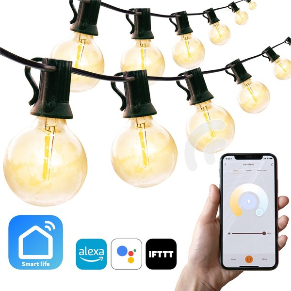 Newhouse Lighting - Outdoor 50ft. Smart LED Outdoor String Lights SMG40STRING15